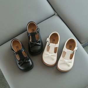 スニーカーファッションTtied Girls Designer Shoes Princess Laciness Kids Dress Classic Black Beige School for E06072 230317