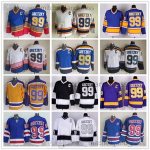 Filme Vintage Hockey Jersey Retro CCM Bordado 99 Wayne Gretzky Jersey 77 Pierre Turgeon 44 Jerseys de Chris Pronger