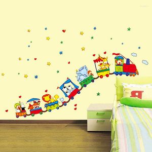 Adesivi da parete Cute Animal Train Sticker Decal Art Kids Baby Nursery Room Cartoon Decor Home