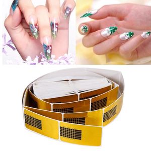 Nagelkitssatser ELECOOL 100/50st Golden French Tips Sculpting Acrylic UV Gel Extending Tools Extension Forms Guide DIY Kit