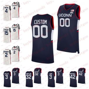 Stitched UConn Huskies Basketball Jersey Custom 15 Kemba Walker 34 Ray Allen 3 Jeremy Lamb 2 Rudy Gay 2 James Bouknight 4 Tyrese Martin Jerseys Alla namnnummer