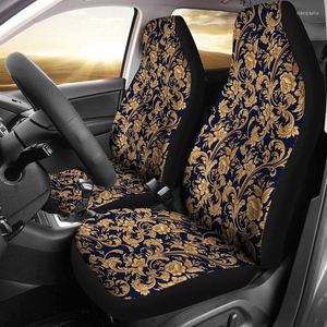 Coprisedili per auto Navy Gold Decor Fiori floreali Coppia 2 accessori per protezioni anteriori