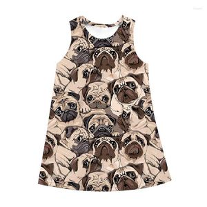 Vestidos casuais jumeast y2k roupas femininas tanque de verão 3d animais impressos pugs cães moda sem mangas de suspensório