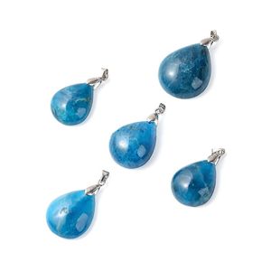 Nature apatite water droplet shaped healing crystal art pendant Raw ore grinding diy necklace Reiki jewelry accessories pendants