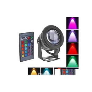 Undervattensbelysning 10W RGB LED -lättvattentät IP68 Fountain Swimming Pool Lamp 16 Colorf Change With 24Key IR Remote Drop Delivery DHBBY