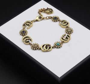 Luxury Design Bangles Brand Letter Bracelet Chain Famous Women 18K Gold Plated Crystal Rhinestone Pearl Wristband Link Chain Coupl7930218