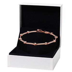 Roségold CZ Diamant Pave Bars Armband für Pandora 925 Sterling Silber Hochzeit Designer Schmuck für Frauen Freundin Geschenk Handkettenarmbänder mit Originalverpackung