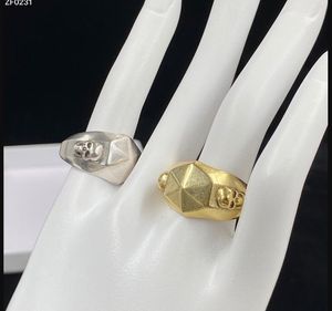 Nuovo stile catena oro / argento con pietre laterali anelli teschio scheletro fascino anello aperto per donna uomo festa matrimonio amanti fidanzamento gioielli punk regali XRM-21874