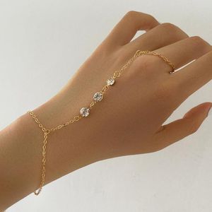 Link Bracelets High Quality Gold Creative Ring Bracelet Ladies Wrist Chain Jewelry Fashion Back Arm Gift