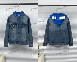 Xinxinbuy Men designer rockar jacka hoodie paris hatt brev tryck jacquard tyg långärmad kvinnor svart khaki blå xs-2xl