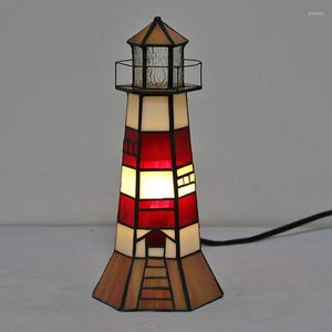Table Lamps Creative Retro Stained Glass Tower Light Button Type Decorative Luminaires El Home Desk Lamp Lighting Room