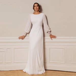 Neues, leichtes, luxuriöses, elegantes, langärmliges Brautkleid mit offenem Rücken FN8468