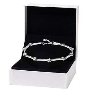 Scintillante Pave Bars Bracciale per Pandora Autentico argento sterling CZ Diamond Wedding Jewelry Per le donne Fidanzata Regalo Braccialetti a catena a mano con scatola originale