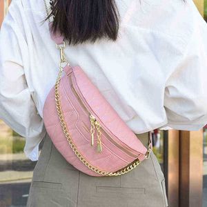 Marsupi Summer Female Belt Fashion Leather Marsupio Phone Pack Cinghie larghe Lady Chain Crossbody Chest Bag Borse 220711