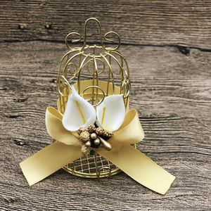 Present Wrap Wedding Party Favor Boxes Golden Bird Cage för jubileumsfestival Födelsedag Valentines Day Supplies