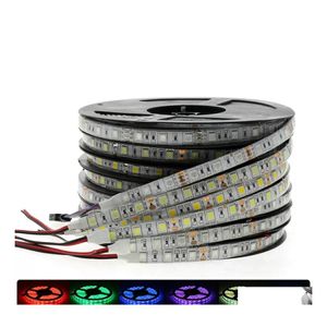 Led Strips High Birght 5M 5050 2835 Light Warm Pure White Red Green Rgb Flexible Roll 300 Leds 12V Outdoor Ribbon Drop Delivery Ligh Dhj8V