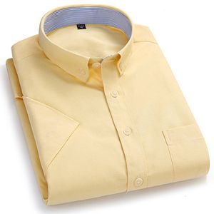 Men's Casual Shirts Men's Short Sleeve Oxford Shirts Solid Color Summer Button-down Collar Soft Regular Fit Breathable Social Casual Shirt 230320