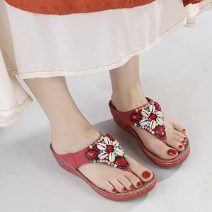 Terlik kadın kama flip floplar yaz rahat platform bohemia ayakkabı sandalet ile kemer desteği ve