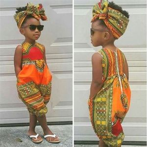 Kläder sätter sommar afrikanska klänningar barn mode tryck romper baby flickor dashiki bazin bohemian jumpsuit barn riche ankara kläder 230317