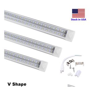 LED -rörrör ljus 8ft V -form Integrera 4ft 5ft 6ft 8 fot T8 Dual Cool Lighting Strip Fixture Drop Delivery Lights BBS DH9H7