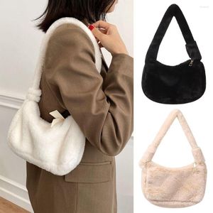 Evening Bags Fashion Plush Shoulder Bag Mini Female Winter Solid Color Underarm Fluffy Tote Small Purses Shopping Cosmetic Handbags