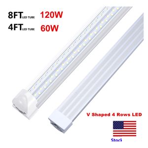 LED tüpler 8 feet dükkan lambası entegre fikstür 8ft 4ft t8 tüp ışıkları 4 sıralar 120W floresan lambalar Desenli Dağıtım Aydınlatma BBS Dhplo