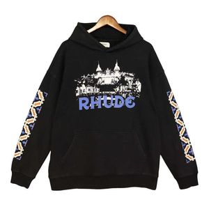 Hoodies masculinos casuais com moletom de moldura de moletom de moldura de capuz conduz de cassino cassino castelo de outono capuz americano street moda solteira top diariamente pesado lavagem 360g