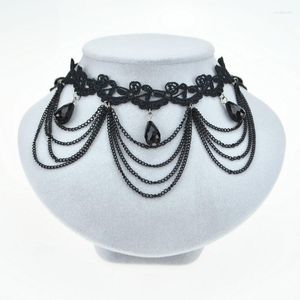 Choker 2023 Handgjorda svarta spetsmodesmycken gåva gotiska halsband för kvinnors krage vintage maxi halsband tillbehör