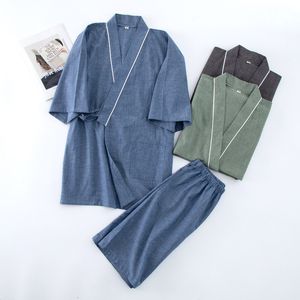 Herren-Nachtwäsche, einfarbig, japanischer Herren-Pyjama, Frühling und Sommer, dünne Baumwolle, kurzärmelige Shorts, Pyjama-Sets für Männer, lockere Homewear 230320