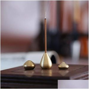 Fragrance Lamps Portable Incense Burner Mti Purpose Water Drop Shape Brass Holder Home Office Teahouse Zen Buddhist Supplies Deliver Dhscw