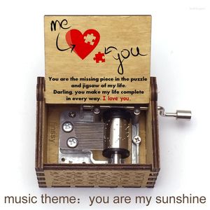 装飾的な置物あなたは私の太陽の光の引用バレンタインのデイテーマ音楽ハンド木製ボックスガールフレンド妻誕生日記念日