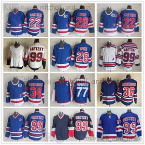 Film Hockey vintage Hockey Retro CCM ricamo 99 Wayne Gretzky Jersey 22 Mike Gartner 28 TIE Domi 34 John Vanbiesbrouck 36 Glenn Anderson 77 Phil Esposito Maglie