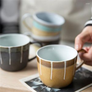Mugs Japanese Simple Ceramic Coffee Mug Creative Kiln Change Porcelain Afternoon Tea Cup Office Vintage Milk Drinkware