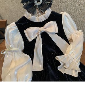 Roupas conjuntos de roupas meninas Princesa Velvet Dresses Crianças Cerimonial Mangas compridas moda Baby Wear Casual Wear 1 15ys vestidos para crianças roupas 230317