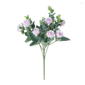 Dekorativa blommor Fancy Artificial Rose Vackra färskt faux Silk Flower Floral Arrangement Simulation
