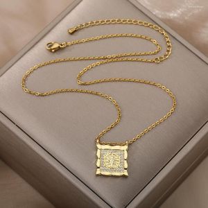 Pendant Necklaces Cubic Zirconia Square Jesus Necklace For Women Stainless Steel Chain Mary Religious Jewelry Birthday Gift