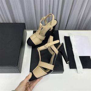 Chaneles Fashion Dress Shoes Women Leather High Heel Metal Buckle Letter Wedding Party Business Casual Flat Shoes 06-018