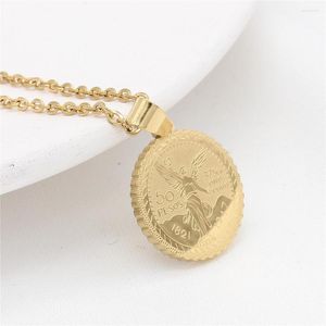 Подвесные ожерелья женское ожерелье 50 Cent Coin Fashion Простая корейская версия Goddess Eagle Tag Choker 24 дюйма цепи