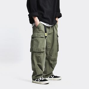 Herrbyxor safari stil multi ficklastbyxor män lösa arbetsbyxor herr streetwear casual byxor 230320