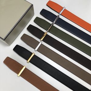 Black Leather Belt Gold Buckle Soft Grain Belt Reversible Classic Styles Men Casual/Dress Belts Waistband Casual Belt with Box