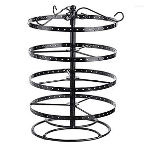 Smyckespåsar 4 Tier Metal Rotating 168 Holes Earring Accessories Holder Organizer Display Stand Rack Towers