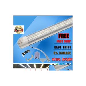 LED -rör Integrerade T8 Tube Light Double Row Sides 4ft 5ft 6ft 8ft Cooler Lighting Lights AC 85265V med alla tillbehör Drop Delive DHQAS