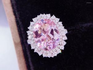 Küme halkaları hjy ince mücevher 18k altın doğal pembe beril heliodor morganite 5.8ct taşlar için mücevherler kadınlar