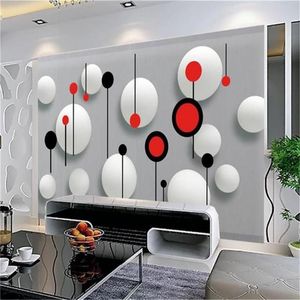 Papéis de parede personalizados 3D PO WallPaper Mural Sofá TV TV Basta -Fazenda Cama Moda Black and White Circle