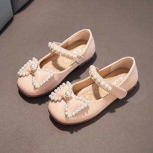 Кроссовки Spring Bownot Fearl Leather Girls Shoes Baby Princess 230317