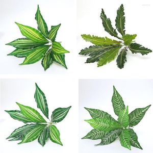 Decorative Flowers Green Artificial Monstera Leaves Home Garden Decor Fake Plants Wedding Birthday Party Pography Props Hawaiian