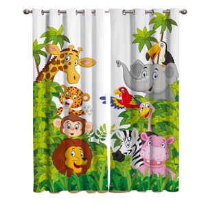 Cortinas puras animais da selva desenho animado giraffe leão crianças quarto de estar decoração de casa adequada para adultos cortina de janela 230320