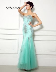 Party Dresses 2023 Long Prom Bling Beads Wedding Gown Mint Maid Honor