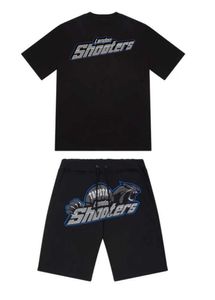 Мужские футболки, хлопковая одежда, короткий комплект, летний мужской спортивный костюм Trapstar London Shooters, женский спортивный костюм с вышивкой, мода 2023