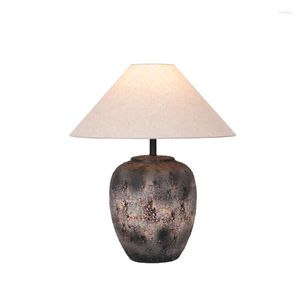 Lâmpadas de mesa wabi sabi cerâmica designer leve tonalidade retro casa el villa iluminação decoração de quarto de cama lâmpada lâmpada de mesa led lâmpada